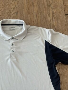 PGA Tour Men’s White Polo with Navy Side Panels and Trim XL